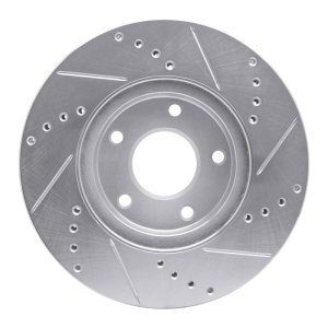 Infiniti Q45 Brake Rotor (1) - Front Left - R1 Concepts - Drilled & Slotted - Silver - `02-`17
